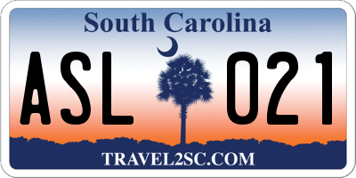 SC license plate ASL021