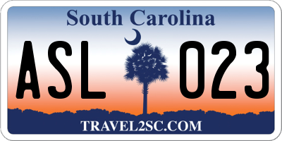 SC license plate ASL023