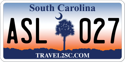 SC license plate ASL027