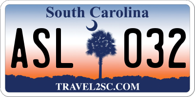 SC license plate ASL032
