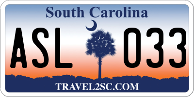 SC license plate ASL033