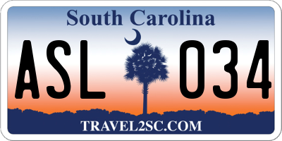 SC license plate ASL034