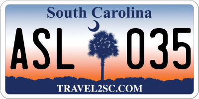 SC license plate ASL035