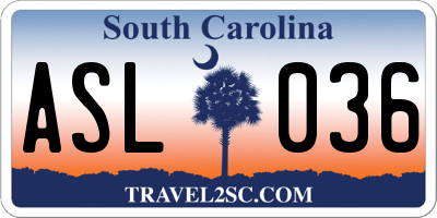 SC license plate ASL036