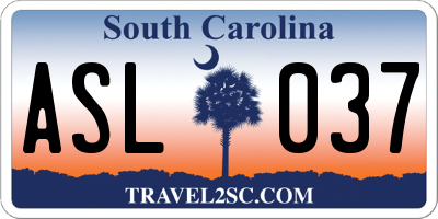 SC license plate ASL037