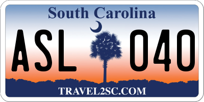 SC license plate ASL040