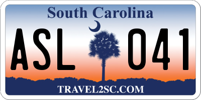 SC license plate ASL041