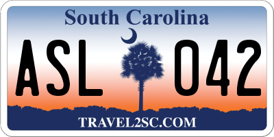 SC license plate ASL042