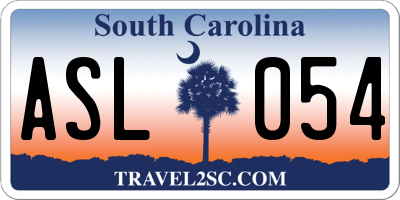 SC license plate ASL054