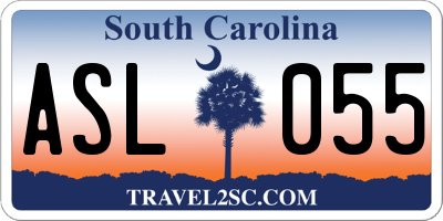 SC license plate ASL055