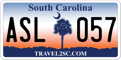 SC license plate ASL057