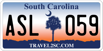 SC license plate ASL059
