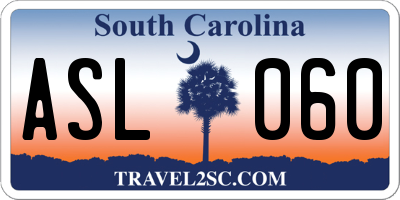 SC license plate ASL060