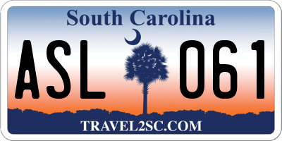 SC license plate ASL061