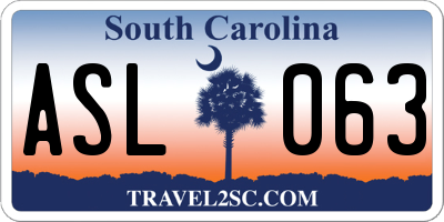 SC license plate ASL063