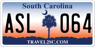 SC license plate ASL064