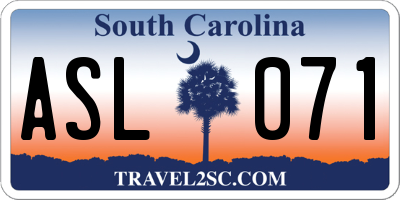 SC license plate ASL071