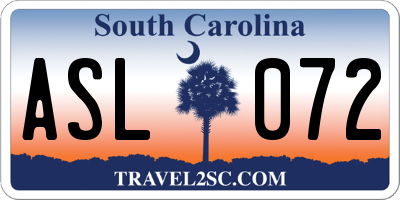 SC license plate ASL072