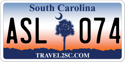 SC license plate ASL074