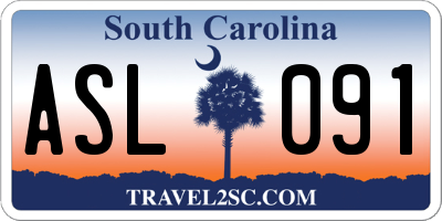 SC license plate ASL091