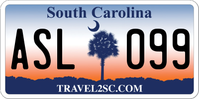 SC license plate ASL099