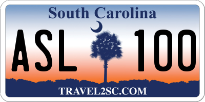 SC license plate ASL100