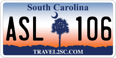 SC license plate ASL106