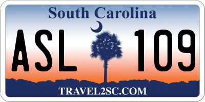 SC license plate ASL109