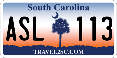 SC license plate ASL113