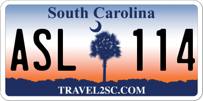 SC license plate ASL114