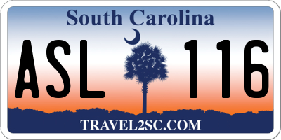 SC license plate ASL116