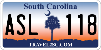 SC license plate ASL118