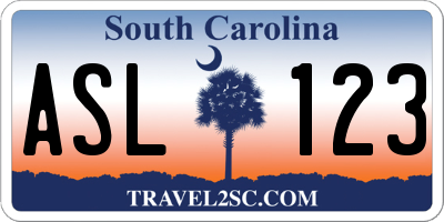 SC license plate ASL123