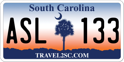 SC license plate ASL133