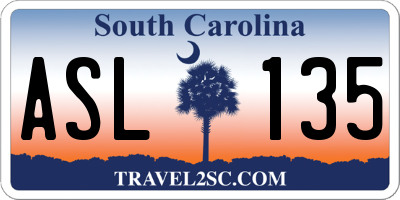 SC license plate ASL135
