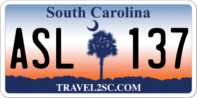 SC license plate ASL137