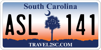 SC license plate ASL141