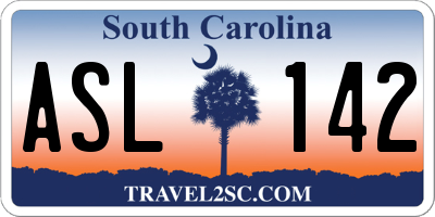 SC license plate ASL142