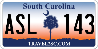 SC license plate ASL143