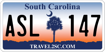 SC license plate ASL147