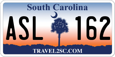 SC license plate ASL162
