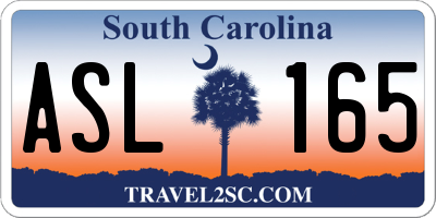 SC license plate ASL165