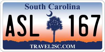 SC license plate ASL167