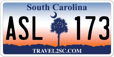SC license plate ASL173