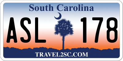 SC license plate ASL178