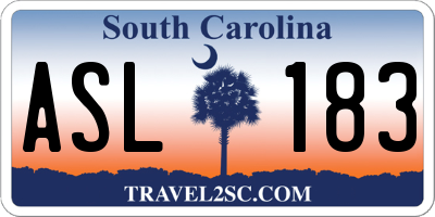 SC license plate ASL183