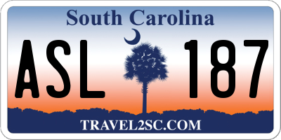 SC license plate ASL187