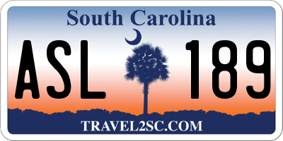 SC license plate ASL189