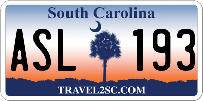 SC license plate ASL193