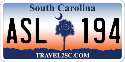 SC license plate ASL194